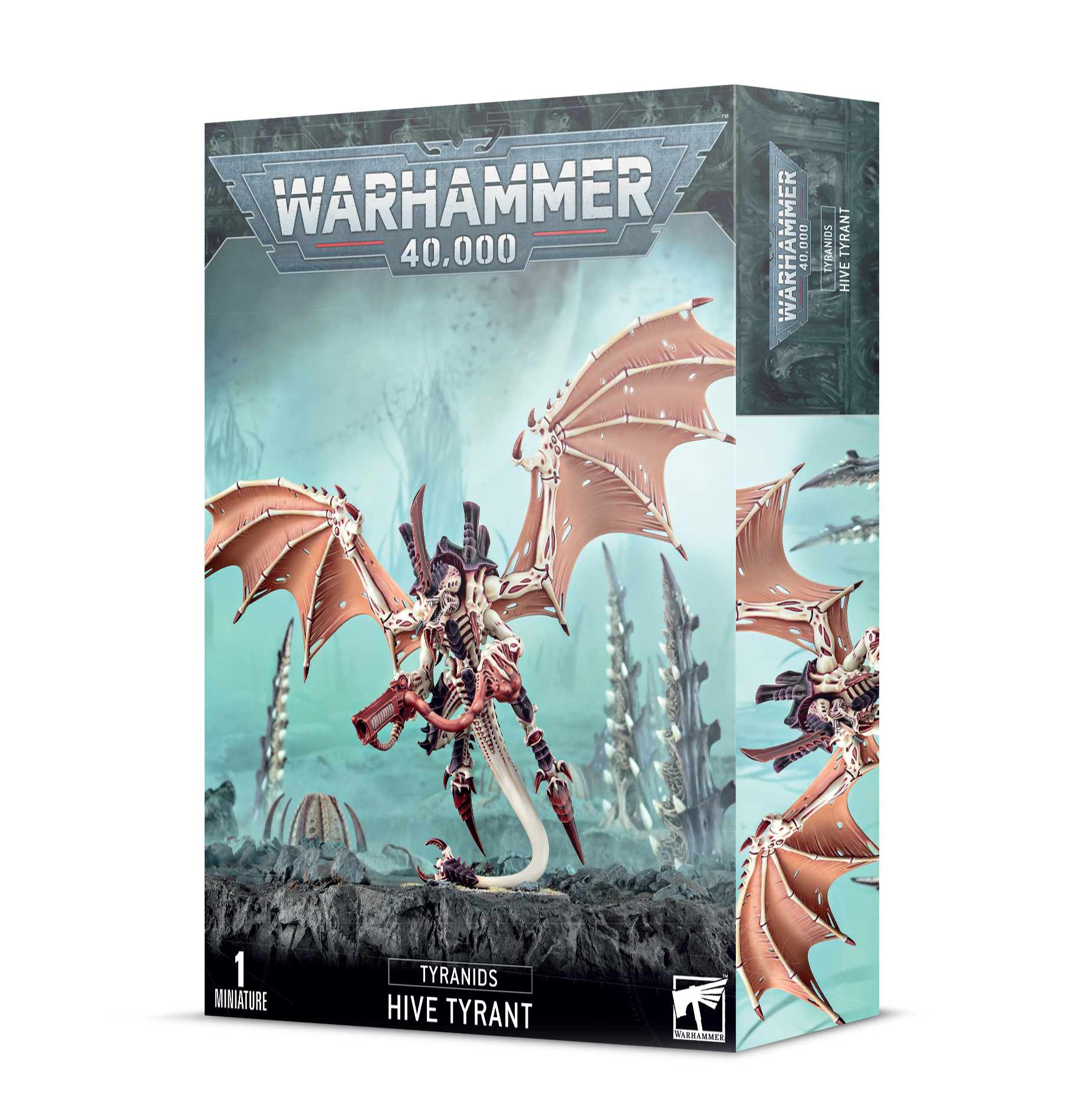 Caixa do jogo Warhammer 40,000 com miniatura Hive Tyrant