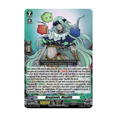 Cartão de jogo Deeplands, Meydith com personagem feminina e texto