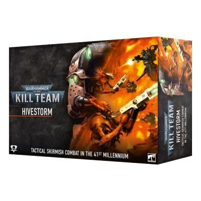 Caixa do jogo Warhammer Kill Team Hivestorm com arte de combate futurista