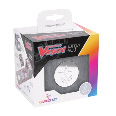 Caixa de produto Cardfight!! Vanguard NATION'S VAULT com cofre cinza e logotipo GAMEGENIC