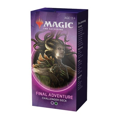Caixa do jogo Magic The Gathering Final Adventure Challenger Deck com ilustração de personagem feminina e fundo roxo