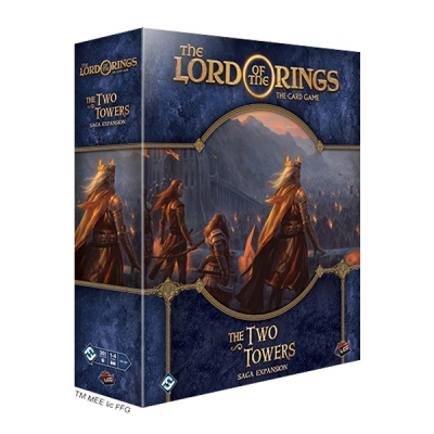 Caixa do jogo de cartas 'The Lord of the Rings The Card Game' com expansão 'The Two Towers'