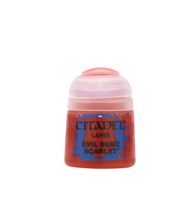Citadel Layer paint pot Evil Sunz Scarlet red color with a semi-transparent cap