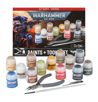 Warhammer 40,000 paints and toolset with pliers and starter brush