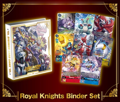 Conjunto de cartas Digimon com caixa e cartas visíveis Royal Knights Binder Set