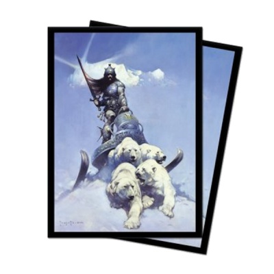 Pôster de guerreiro bárbaro com cães brancos na névoa