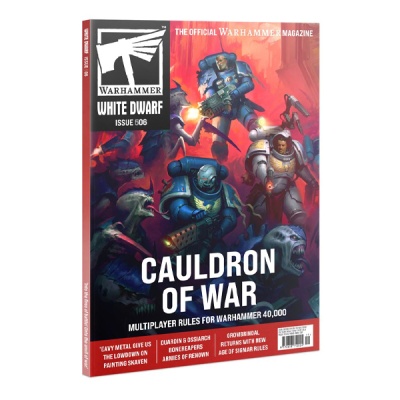 Revista Warhammer White Dwarf Issue 506 com capa colorida e texto Cauldron of War