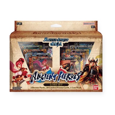 Caixa jogo cartas Battle Spirits Saga Ancient Heroes com 2 booster packs e livro lore