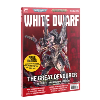 Revista White Dwarf com miniatura Tyranid na capa