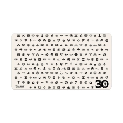 Tapete branco com múltiplos ícones pretos e texto 'Ultra PRO' e número '30'