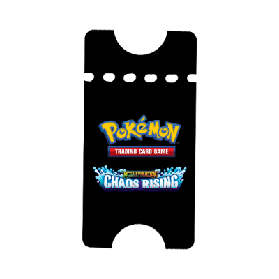 Black card sleeve with Pokémon Trading Card Game Mega Evolution Chaos Rising logos