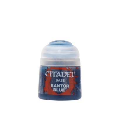 Citadel Base Kantor Blue paint pot with blue cap and red shield label