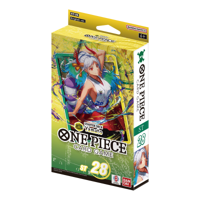 Caixa do jogo de cartas One Piece com personagem Yamato e fundo amarelo