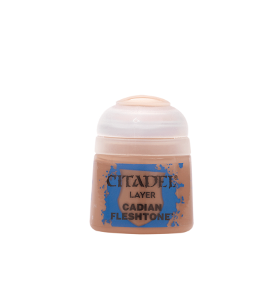Citadel Cadian Fleshtone paint pot with beige paint and translucent lid