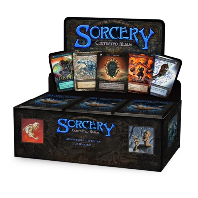Expositor de cartas de jogo Sorcery Contested Realm com vários boosters