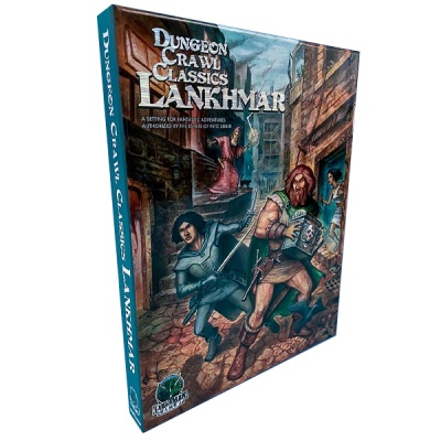 Caixa do jogo Dungeon Crawl Classics Lankhmar com ilustração de fantasia