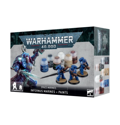 Caixa Warhammer 40,000 Space Marines Infernus Marines + Paints com miniaturas e tintas