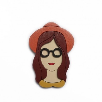 Wide hat lady pin