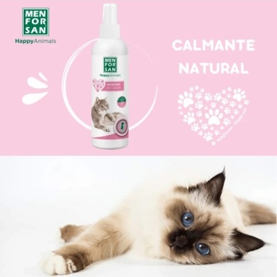 Produto spray calmante natural Men For San para gatos com imagem de gato