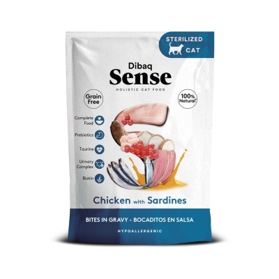 Embalagem de alimento húmido para gato Dibaq Sense com sabor Chicken with Sardines