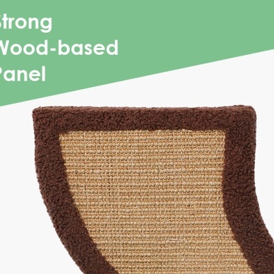 Painel de base em madeira com fibra natural bege e borda castanha escura