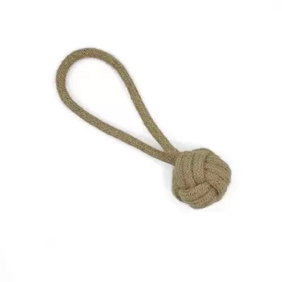 Brinquedo para cães de corda bege com nó e alça