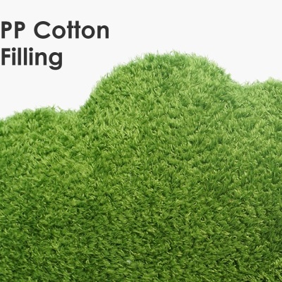 Almofada verde de algodão PP com textura peluda e texto PP Cotton Filling