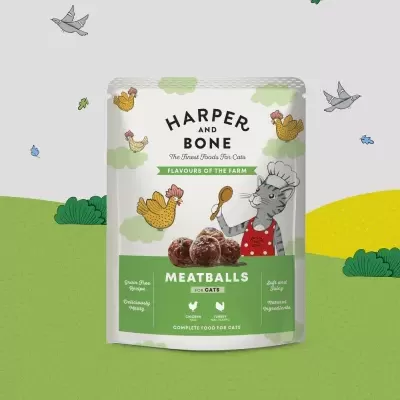 Saco de alimento Harper and Bone para gatos sabor Meatballs