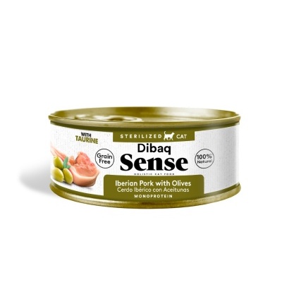 Lata de comida húmida para gato Dibaq Sense Cerdo Ibérico com Azeitunas