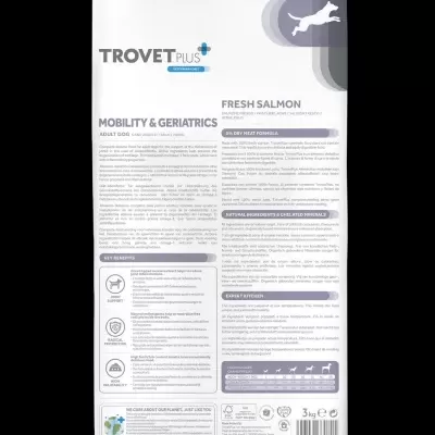 Embalagem branca de ração para cães TROVET PLUS Fresh Salmon