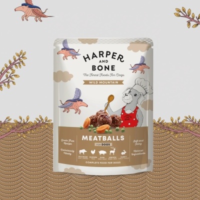 Pacote de comida húmida para cães Harper and Bone Wild Mountain Meatballs