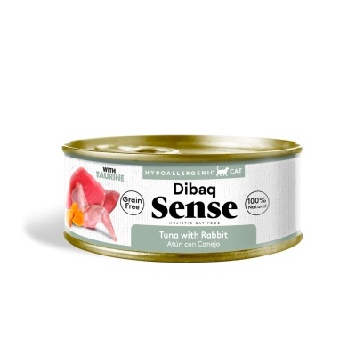 Lata de comida húmida para gato DibaQ Sense com atum e coelho