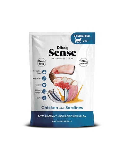 Embalagem de alimento húmido para gato Dibaq Sense com sabor Chicken with Sardines