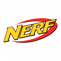 Logótipo da NERF com letras amarelas e fundo vermelho