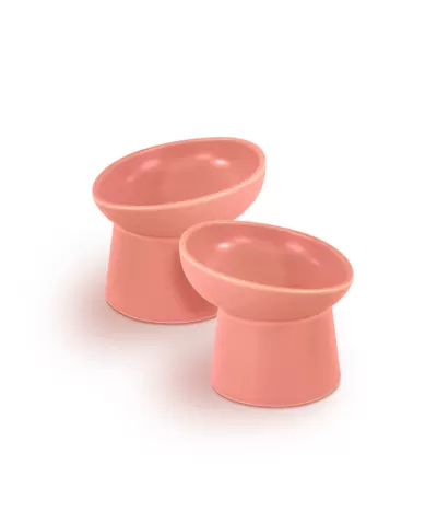 Dois suportes para tigelas altos cor de salmão