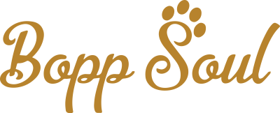 Logótipo Bopp Soul com pata estilizada em castanho