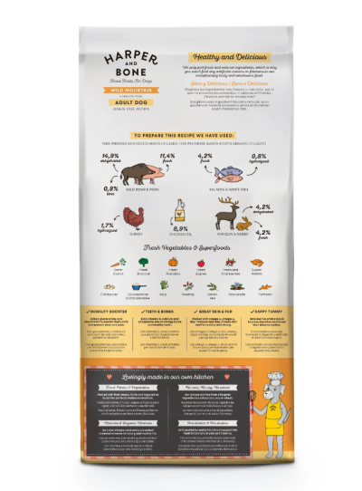 Saco de ração para cães HARPER AND BONE Wild Mountain sem cereais