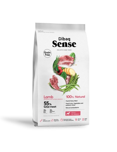 Embalagem de comida para cães Dibaq Sense com cordeiro e vegetais