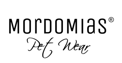 Logótipo da marca MORDOMIAS Pet Wear em preto sobre fundo branco