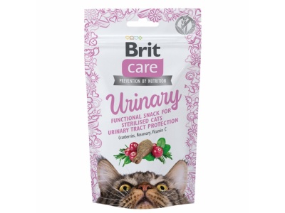 Embalagem snack funcional para gatos esterilizados Brit Care Urinary com imagem de gato