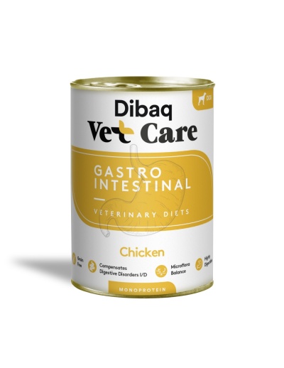 Lata de comida para cães DibaQ Vet Care Gastro Intestinal sabor Chicken