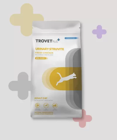 Embalagem de ração para gato TROVET PLUS URINARY STRUVITE FRESH CHICKEN