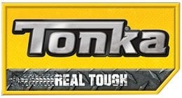 Logótipo amarelo com texto Tonka e REAL TOUGH