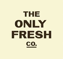 Texto em letras maiúsculas THE ONLY FRESH CO. em fundo bege claro