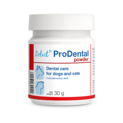Frasco de ProDental powder para cuidado dentário de cães e gatos