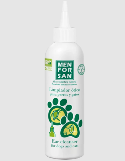 Frasco branco de limpiador ótico para cães e gatos Men For San