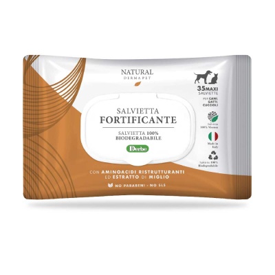 Pacote de toalhetes Fortificantes biodegradáveis para animais de estimação.