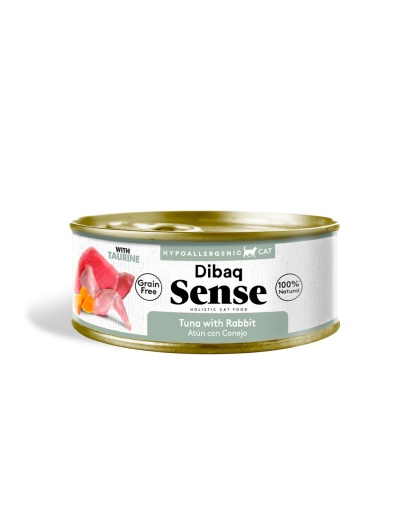 Lata de comida húmida para gato DibaQ Sense com atum e coelho