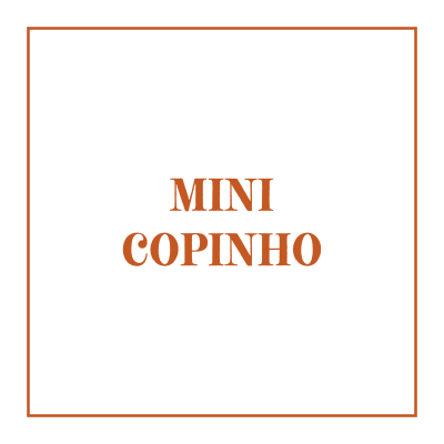 Quadro preto com borda castanha e texto castanho MINI COPINHO