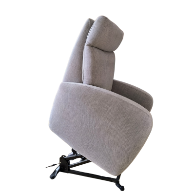 Poltrona reclinável cinzenta de tecido com alavanca